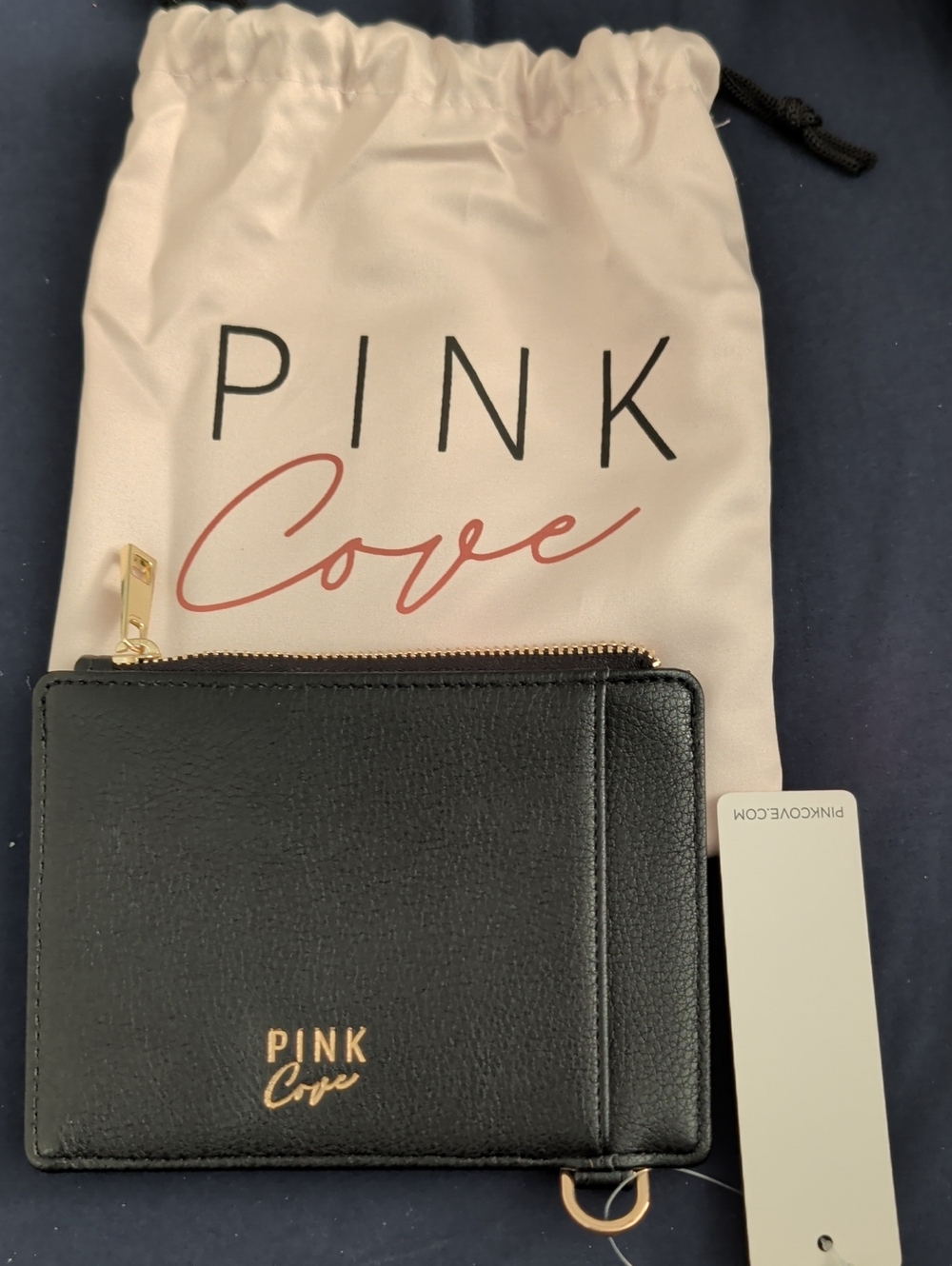 Pink Clove Black Card Wallet with Gold Accents